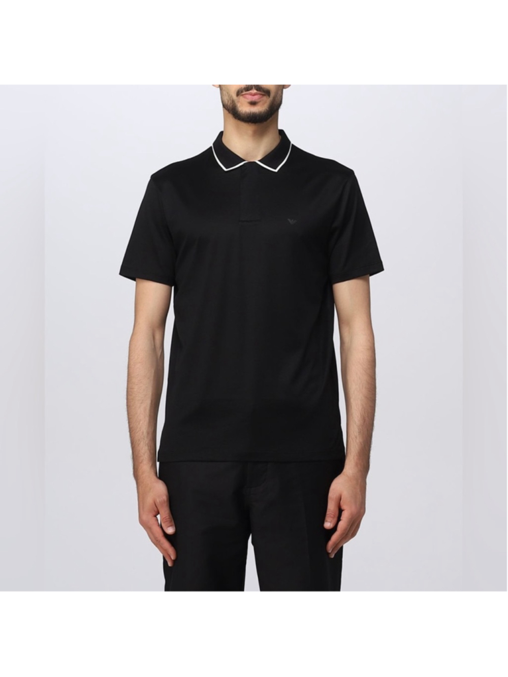 Emporio Armani Black Lyocell Blend Zip Collar Polo Size XL
